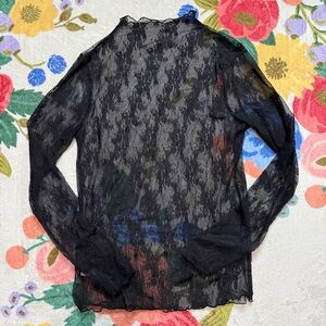 Zenana Black Lace Long Sleeve Layering Top